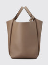 hammered leather bucket bag with double handle and charm