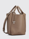 hammered leather bucket bag with double handle and charm