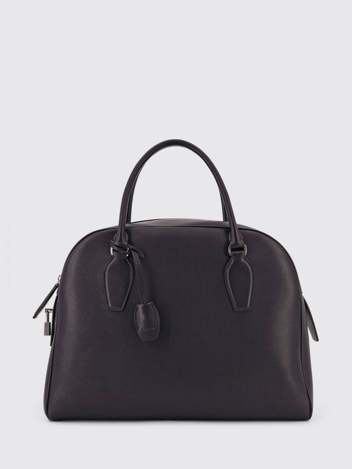 india bowling bag in calf leather with double handle and charm