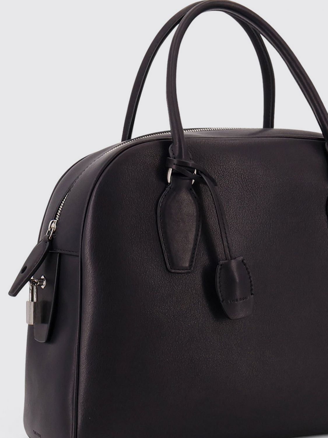 india bowling bag in calf leather with double handle and charm