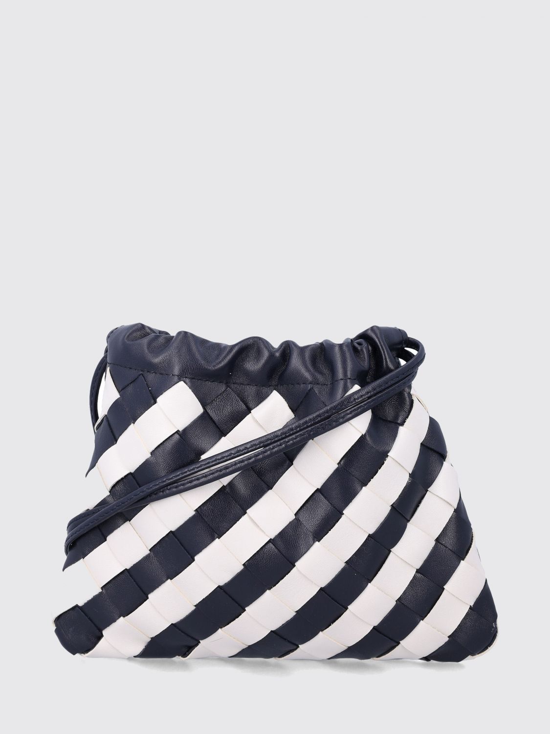 mini intrecciato leather crossbody bag with two-tone stripe motif