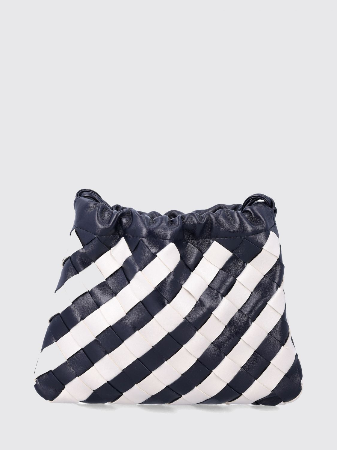 mini intrecciato leather crossbody bag with two-tone stripe motif