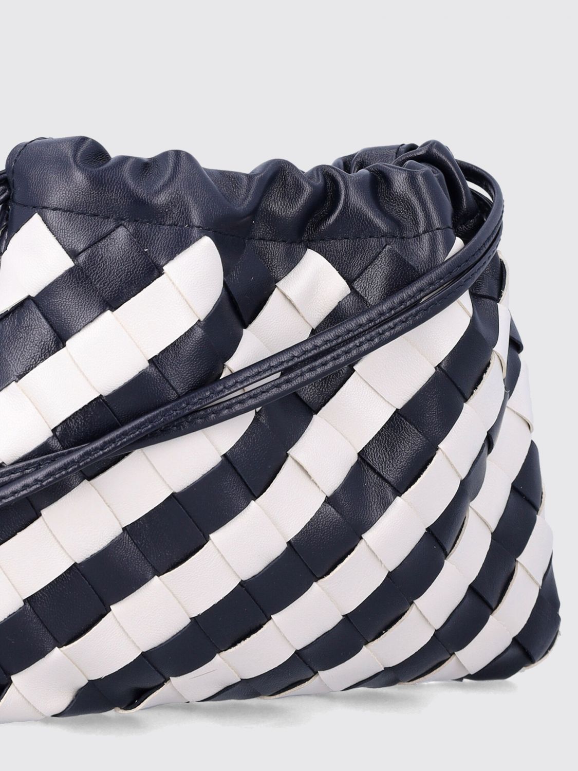 mini intrecciato leather crossbody bag with two-tone stripe motif