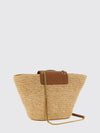 manon mini bag in woven raffia with ysl monogram