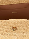 manon mini bag in woven raffia with ysl monogram
