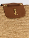 manon mini bag in woven raffia with ysl monogram