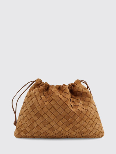 dustbag woven calfskin clutch with drawstring closure