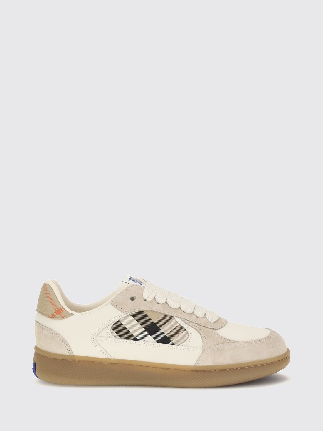 BURBERRY 36 terrace leather and suede sneakers with vintage check motif
