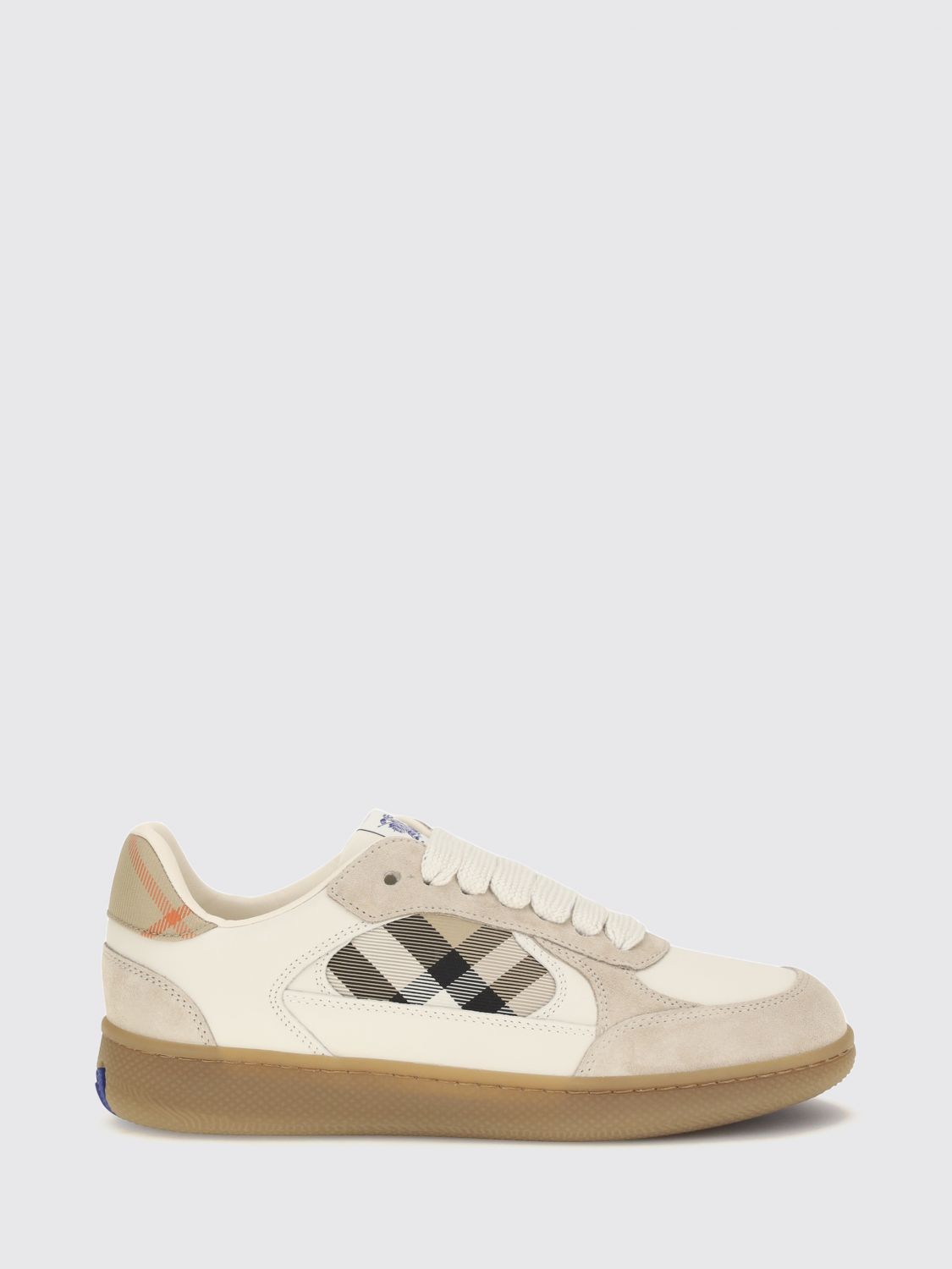 terrace leather and suede sneakers with vintage check motif