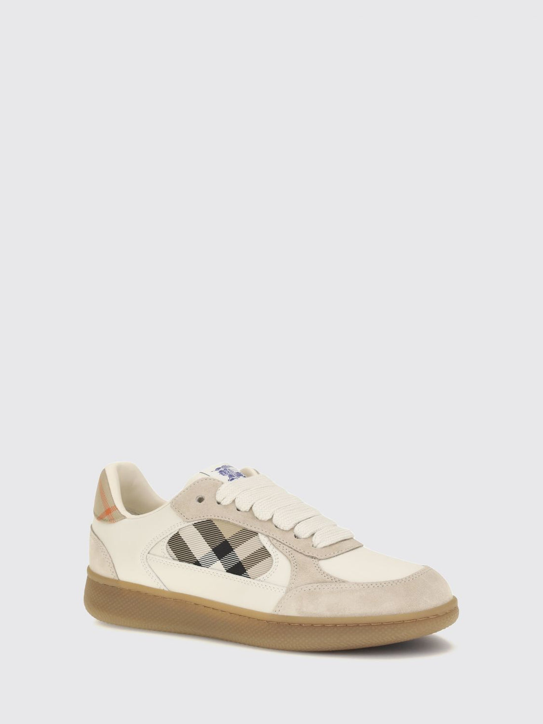 BURBERRY 36 terrace leather and suede sneakers with vintage check motif