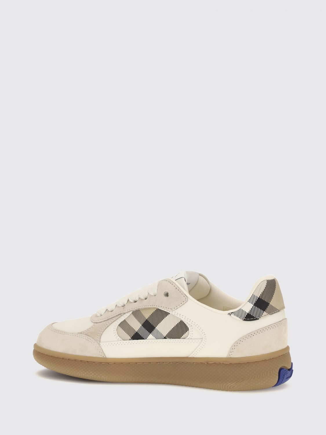 terrace leather and suede sneakers with vintage check motif