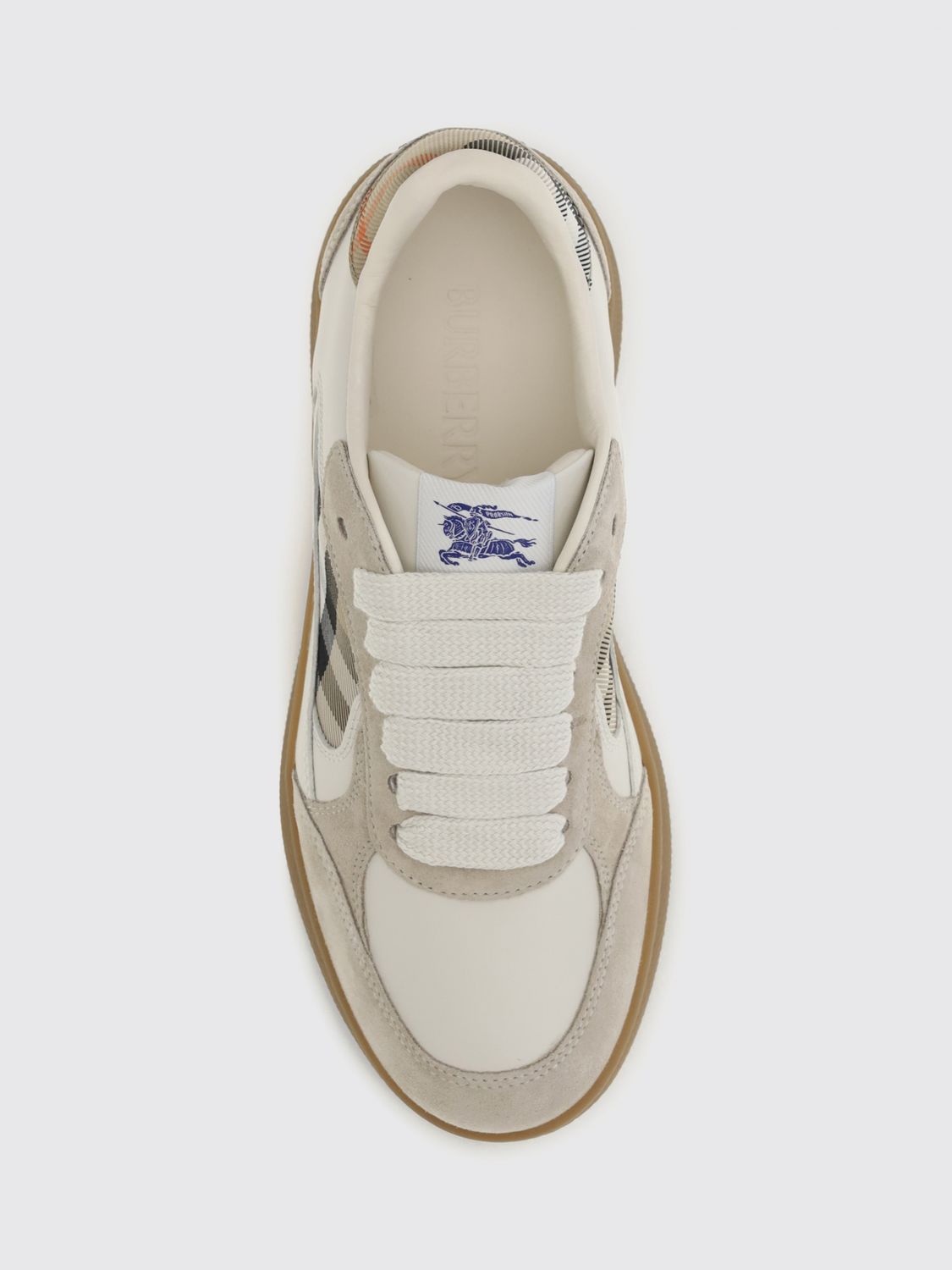 terrace leather and suede sneakers with vintage check motif