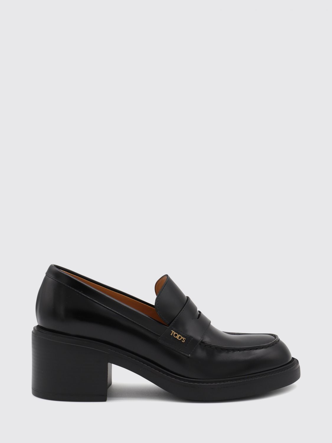calfskin penny loafers with a medium heel