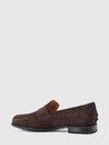 suede penny loafers with a low heel