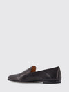 flat smooth leather loafers with metallic logo
