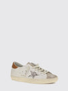 super-star leather sneakers with glitter logo and distressed effect