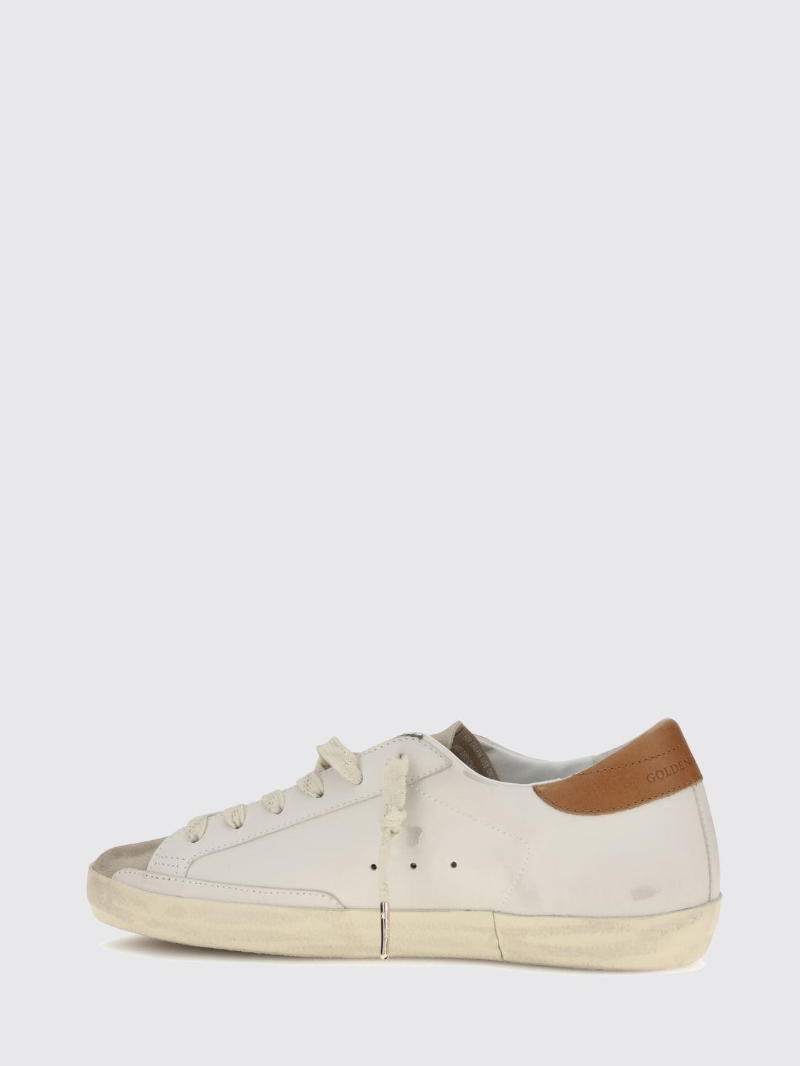super-star leather sneakers with glitter logo and distressed effect