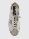 super-star leather sneakers with glitter logo and distressed effect
