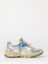 dad leather and mesh sneakers with distressed effect and applied logo