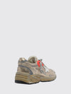 dad-star laminated leather and mesh distressed trainers