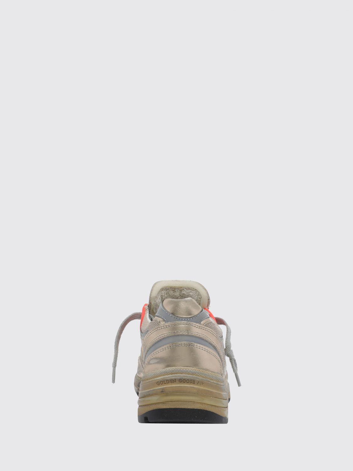 dad-star laminated leather and mesh distressed trainers