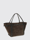 t signature suede calfskin shopping bag with t timeless logo
