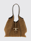 large t timeless suede shoulder bag with pouch