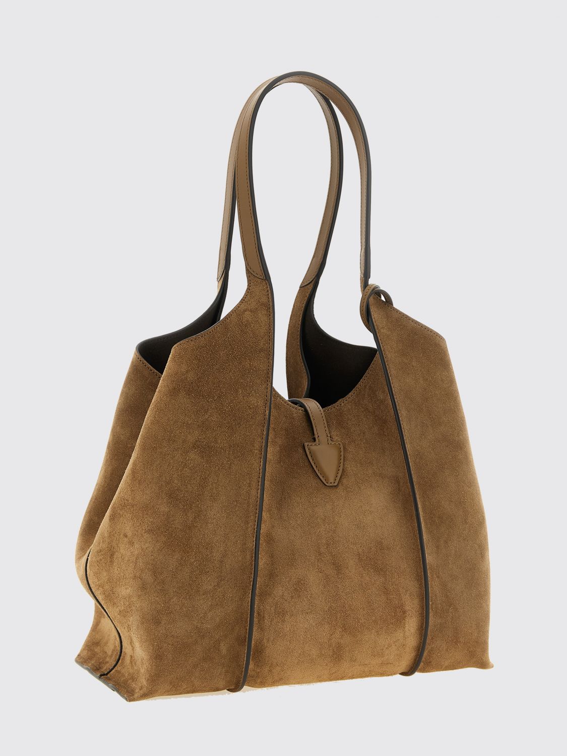 large t timeless suede shoulder bag with pouch
