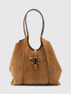 large t timeless suede shoulder bag with pouch