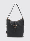 t timeless grained leather shoulder bag with zip closure