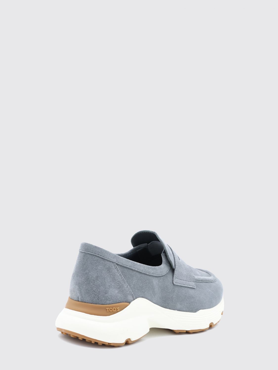 suede loafers with penny bar and rubber sole