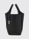 small hammered leather bucket bag with removable shoulder strap
