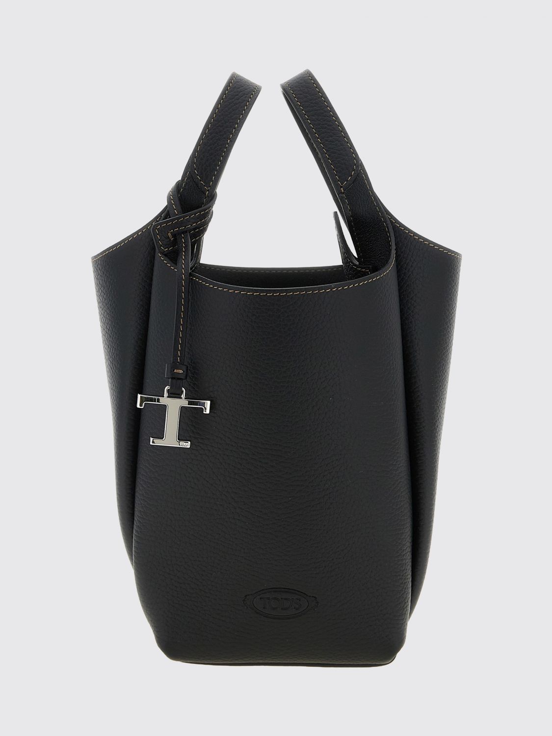 small hammered leather bucket bag with removable shoulder strap