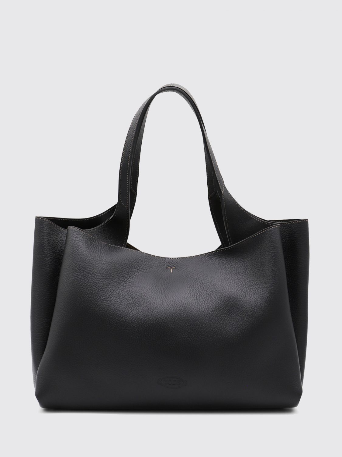 medium hammered leather shoulder bag with hook closure