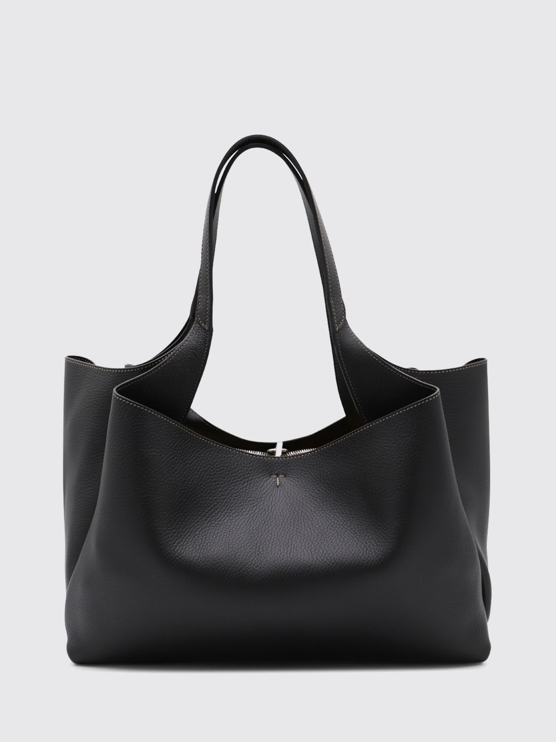 medium hammered leather shoulder bag with hook closure