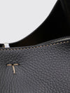 medium hammered leather shoulder bag with hook closure