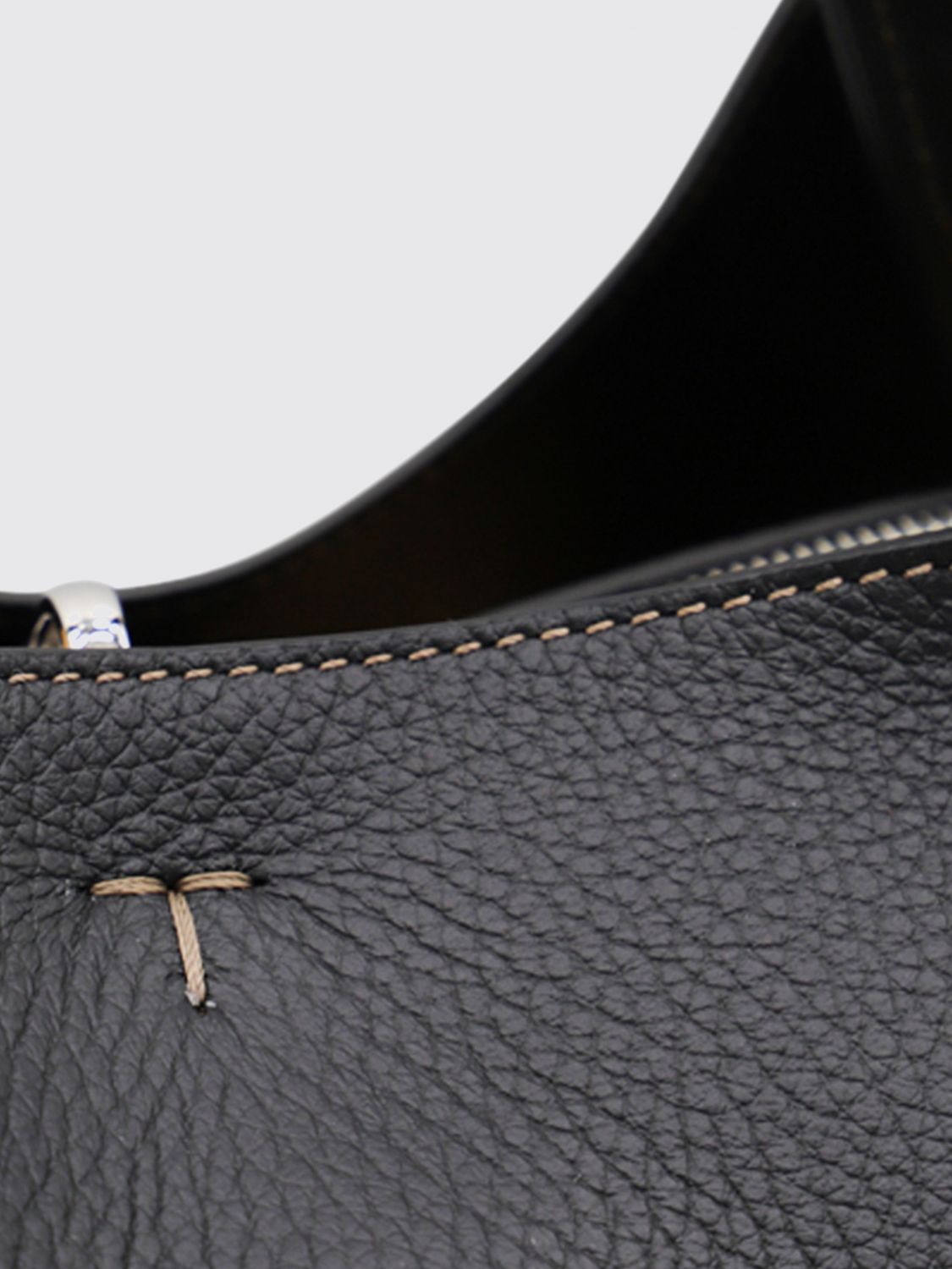 medium hammered leather shoulder bag with hook closure
