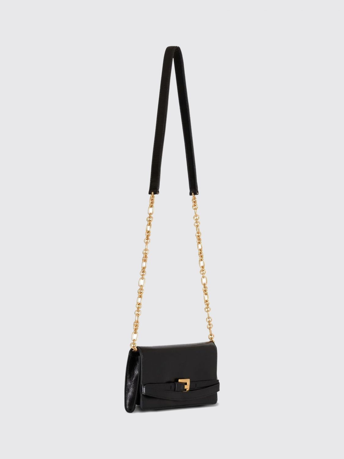 smooth leather mini top handle bag with pb monogram and removable strap