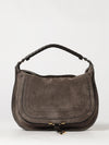 chloé marcie suede shoulder bag with woven handle