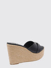 leda wedge sandals in smooth calfskin with monogram and high heel