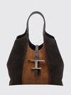 t timeless bicolour suede handbag with metal logo