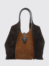 t timeless bicolour suede handbag with metal logo