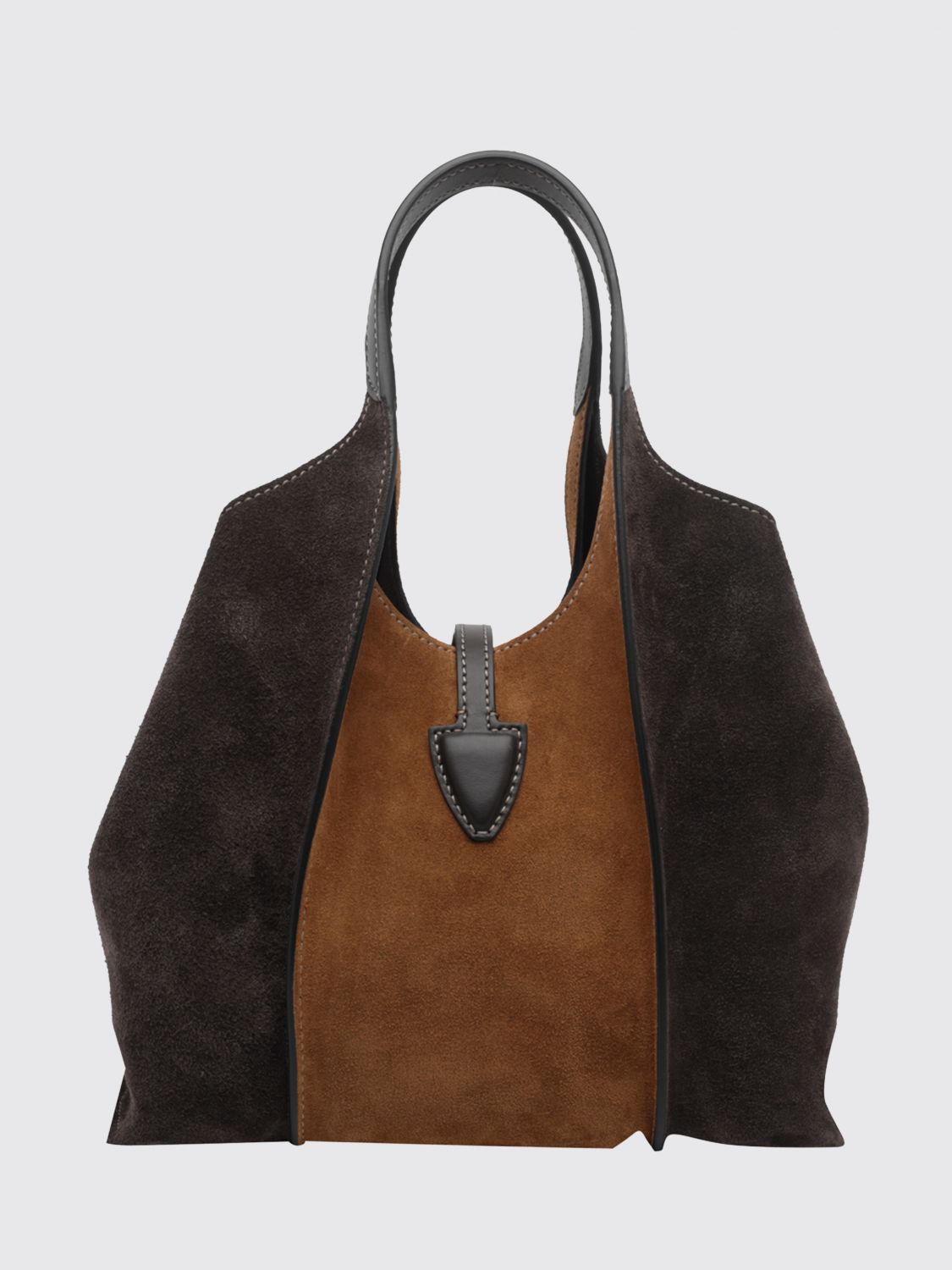 t timeless bicolour suede handbag with metal logo