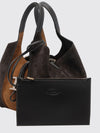 t timeless bicolour suede handbag with metal logo