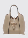 t timeless grained leather handbag with metal logo