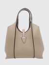 t timeless grained leather handbag with metal logo