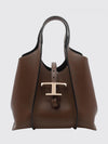 t timeless grained leather handbag with metal logo