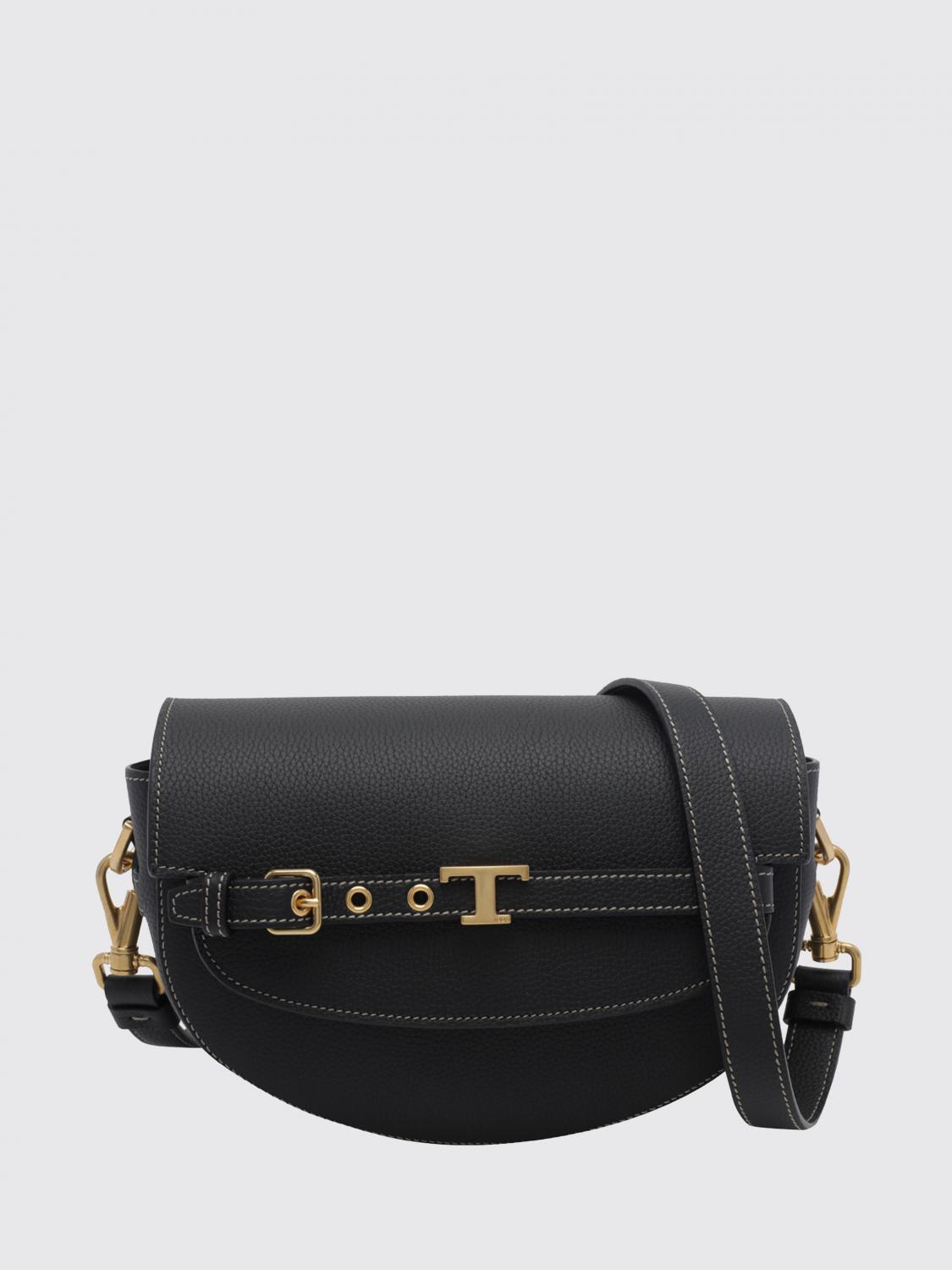 t signature half-moon grained leather mini bag with logo