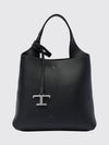 grained leather mini handbag with charm and embossed logo