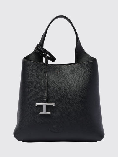 grained leather mini handbag with charm and embossed logo